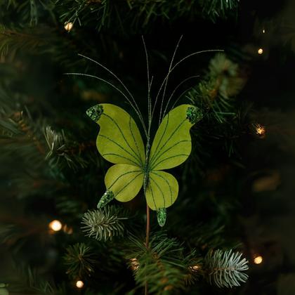 Imagem de Borboleta Pick Natal Verde Full Glitter Luxo 23cm - Magizi