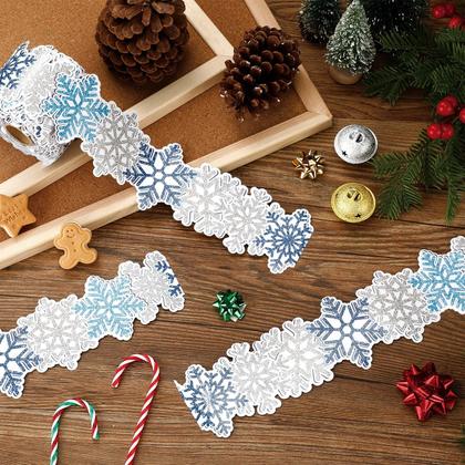 Imagem de Borda de floco de neve espiral de 21 m com acabamento em fita decorativa