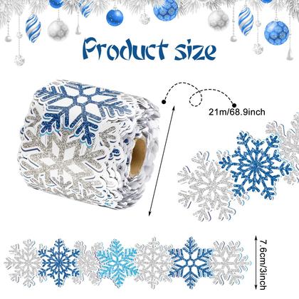 Imagem de Borda de floco de neve espiral de 21 m com acabamento em fita decorativa