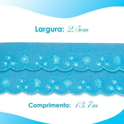Imagem de Bordado Inglês - Rolo Com 13,7 Metros - Azul Turquesa - Nº:199 - Ctl61 - Nybc