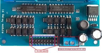 Imagem de BORNE16-24 Módulo Relé 16 Canais 24V com Optoacoplador e Acionamento TTL LRI  BORNE16-24