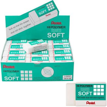 Imagem de Borracha Branca Sem Resíduo Pentel Hi Polymer Tecnica Kit 36