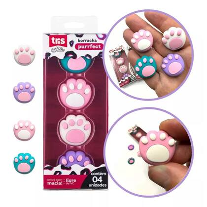 Imagem de Borracha escolar holic purrfect patinhas - 4 unidades - tris