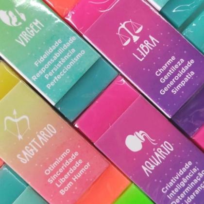 Imagem de Borracha Escolar Tris Signos Degradê Escolha O Seu Signo Unitária ou Kit com 3 Borrachas