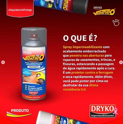 Imagem de Borracha Líquida Impermeabilizante Spray Vedatudo Impermeável BRANCO 400ML DRYKO