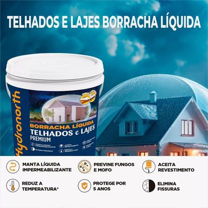Imagem de Borracha Líquida Telhados e Lajes Branco Galão Plástico 4,5kg  Hydronorth