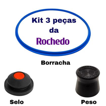 Imagem de Borracha + Válvula + Peso Panela De Pressão Rochedo Turbo 4,5 Litros Fechamento Interno