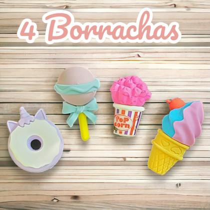 Imagem de Borrachas Divertidas Comidinha Unicornio Papelaria Escolar