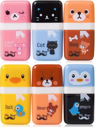 Imagem de Borrachas para crianças, 6 pacotes, borracha com tampa e rolo, Sch