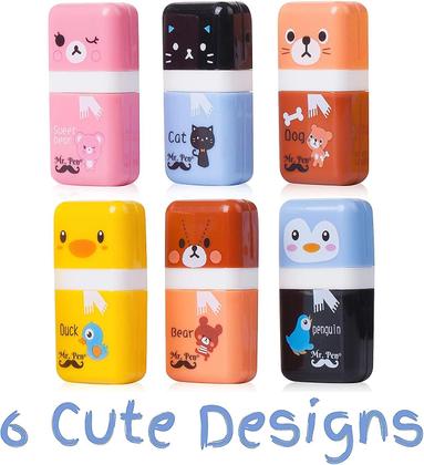 Imagem de Borrachas para crianças, 6 pacotes, borracha com tampa e rolo, Sch