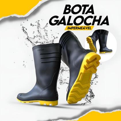 Imagem de Bota 7 Leguas Borracha PVC Galocha Cano Médio Impermeável com Forro Motoboy Grendene Vonder Nº37