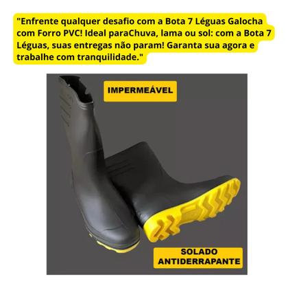 Imagem de Bota 7 Leguas Borracha PVC Galocha Cano Médio Impermeável com Forro Motoboy Grendene Vonder Nº37
