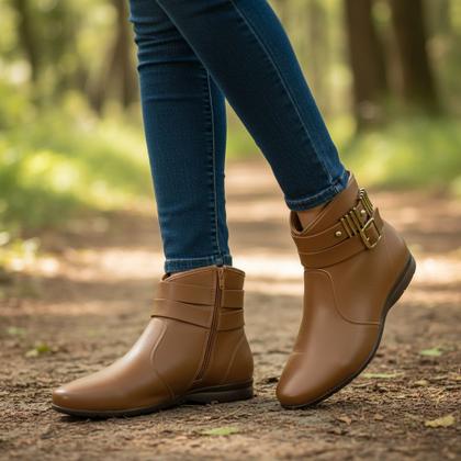 Imagem de Bota Beira Rio Feminina Caramelo Elegância Urbana Versátil -
