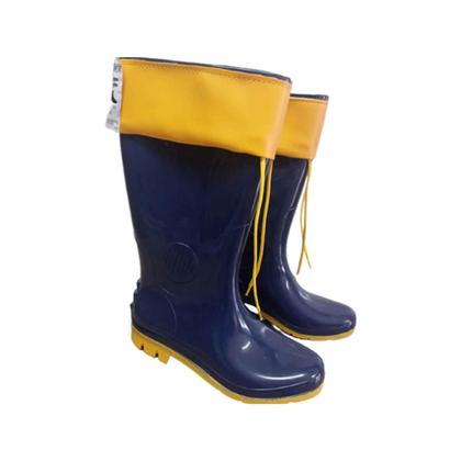 Imagem de Bota Borracha Galocha Cano Longo com Gola Grendene Pega Forte Azul com Sola Amarela