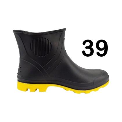 Imagem de Bota Borracha GRENDENE Forrada Preto Cano 3/4 Sola AMARELA