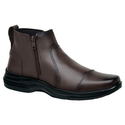 Imagem de Bota Botina Comfort Masculina com Ziper Lateral em Couro Bovino Legítimo - San Lorenzo 7030