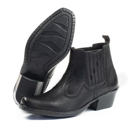 Imagem de Bota Botina Country Em Couro Salto Baixo Elástico Cowboy Confortável