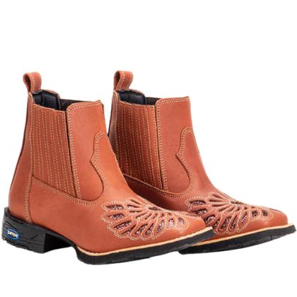 Imagem de Bota Botina  Country Feminina Cano Curto em Couro Bordada