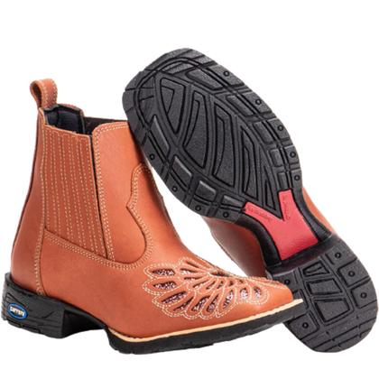 Imagem de Bota Botina  Country Feminina Cano Curto em Couro Bordada