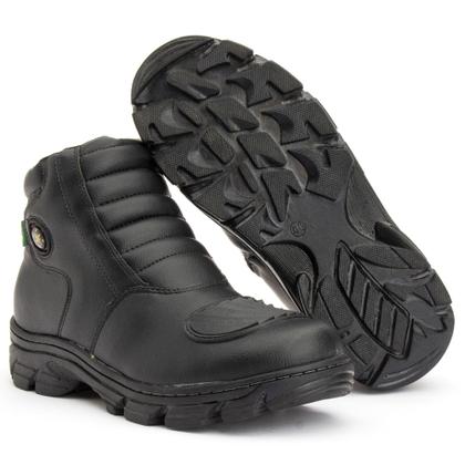 Imagem de Bota Botina Couro Legítimo Preta Motoqueiro Masculino Adventure