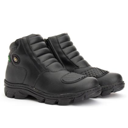 Imagem de Bota Botina Couro Legítimo Preta Motoqueiro Masculino Adventure