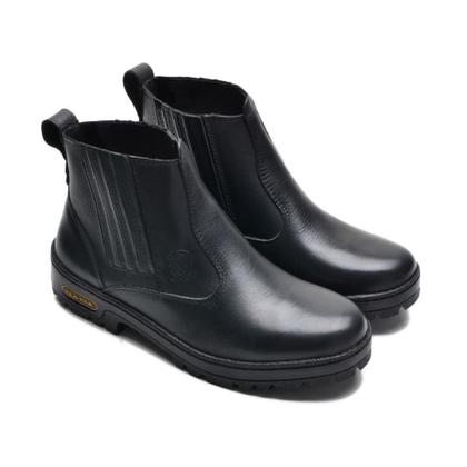 Imagem de Bota Botina Couro Masculino Elástico Resistente Moda Minimalista Sola Borracha