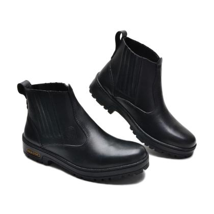 Imagem de Bota Botina Couro Masculino Elástico Resistente Moda Minimalista Sola Borracha