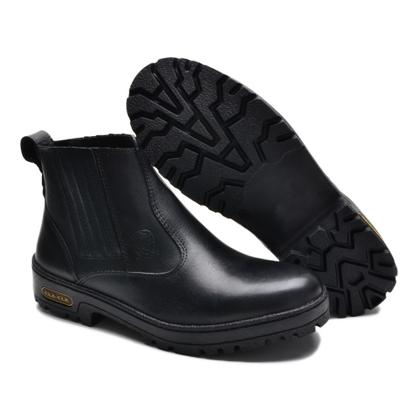 Imagem de Bota Botina Couro Masculino Elástico Resistente Moda Minimalista Sola Borracha