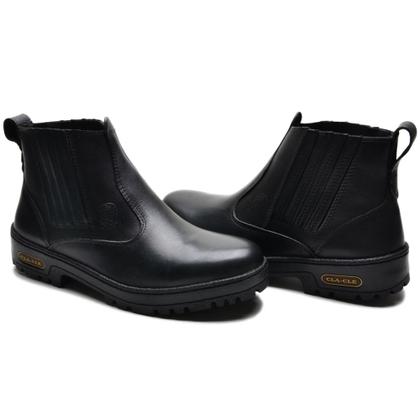 Imagem de Bota Botina Couro Masculino Elástico Resistente Moda Minimalista Sola Borracha