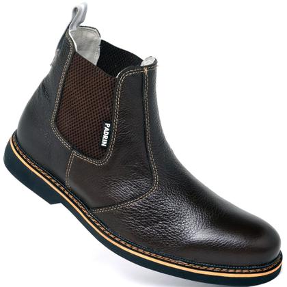 Imagem de Bota Botina Masculina Calce Fácil Ref.: BT030 Couro Legítmo Conforto Resistente com Palmilha em Gel