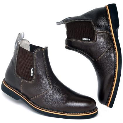 Imagem de Bota Botina Masculina Calce Fácil Ref.: BT030 Couro Legítmo Conforto Resistente com Palmilha em Gel