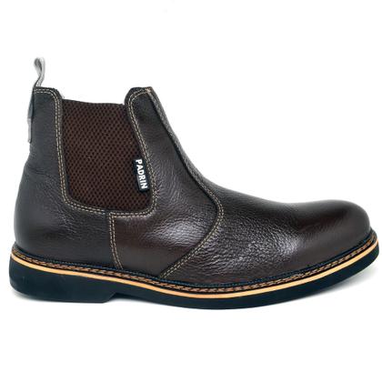 Imagem de Bota Botina Masculina Calce Fácil Ref.: BT030 Couro Legítmo Conforto Resistente com Palmilha em Gel