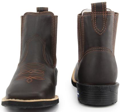 Imagem de Bota Botina Masculina Cano Curto Em Couro Bordada Country