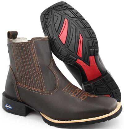 Imagem de Bota Botina Masculina Cano Curto Em Couro Bordada Country