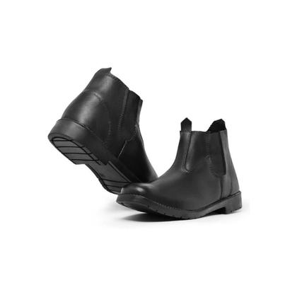 Imagem de Bota Botina Masculina Couro Cano Médio Palmilha Gel Conforto