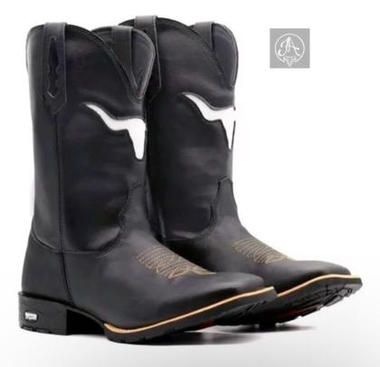 Imagem de Bota Botina Texana Country Masculina Vazada Preta