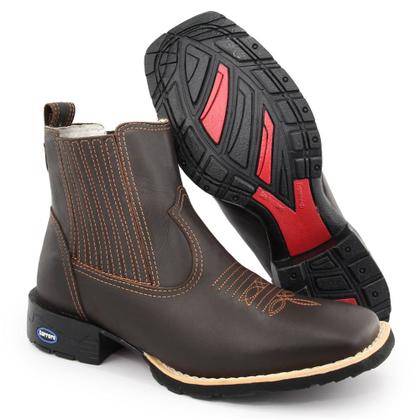 Imagem de Bota Botina Texana Masculina em Couro Country Cano Curto