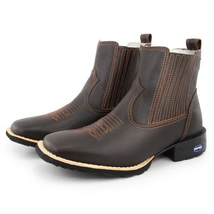 Imagem de Bota Botina Texana Masculina em Couro Country Cano Curto