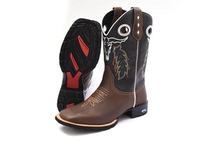 Imagem de Bota Botina Texana Unissex Bordada Boi Flores Country Montaria