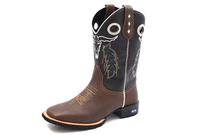 Imagem de Bota Botina Texana Unissex Bordada Boi Flores Country Montaria