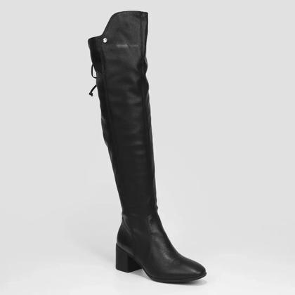 Imagem de Bota Bottero Cano Longo Salto Couro Amarração 347805 Preto