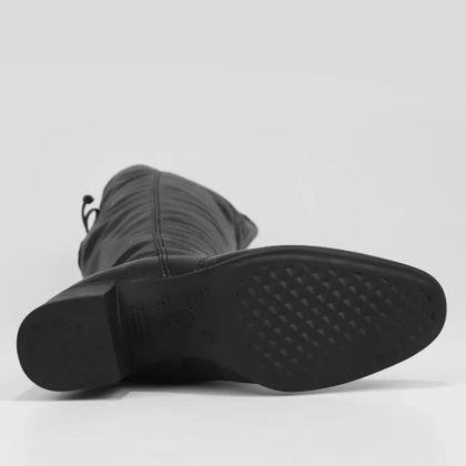 Imagem de Bota Bottero Cano Longo Salto Couro Amarração 347805 Preto