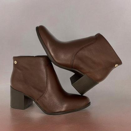 Imagem de Bota Bottero Couro Marrom Cano Curto Salto Grosso 366901 Original