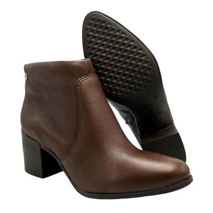 Imagem de Bota Bottero Couro Marrom Cano Curto Salto Grosso 366901 Original