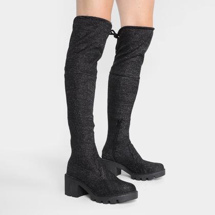 Imagem de Bota Cano Alto Look Fashion Amarração Feminina