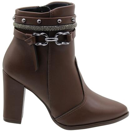 Imagem de Bota Cano Baixo Beira Rio Salto Alto Tira Strass Nó Feminina