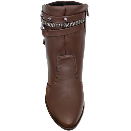 Imagem de Bota Cano Baixo Beira Rio Salto Alto Tira Strass Nó Feminina