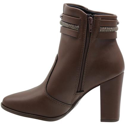 Imagem de Bota Cano Baixo Beira Rio Salto Alto Tira Strass Nó Feminina