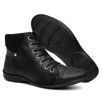 Imagem de Bota Cano Curto Casual Amanda Block com Cadarço e Sola Baixa Leve