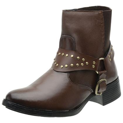 Imagem de Bota Cano Curto com Elastico Amanda Block Tira Aplicações Metal e Salto Baixo